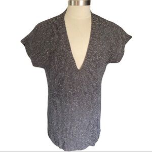 Ruff Hewn Grey Rainbow Speckling Knit Plunging V-Neck SS Sweater Dress Women 1XL
